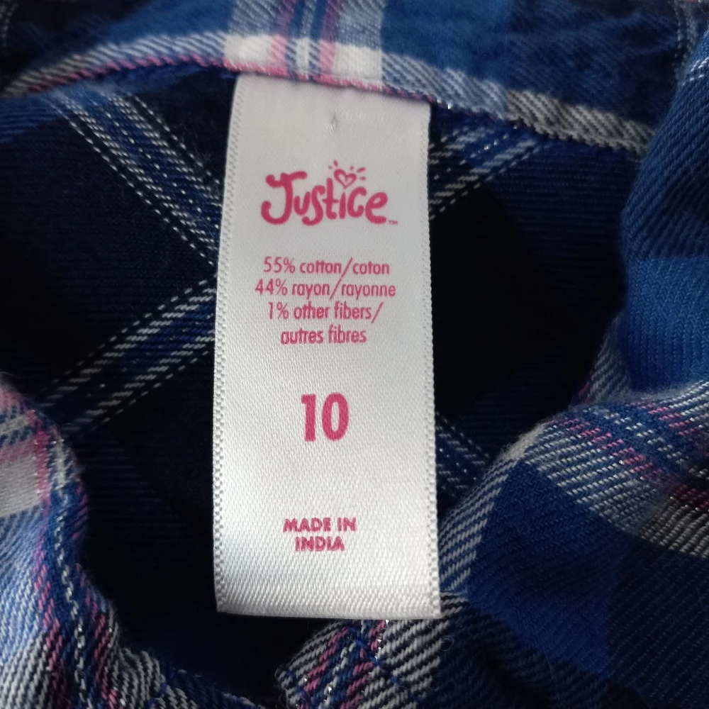 Justice Flannel Plaid Long Sleeve Dress